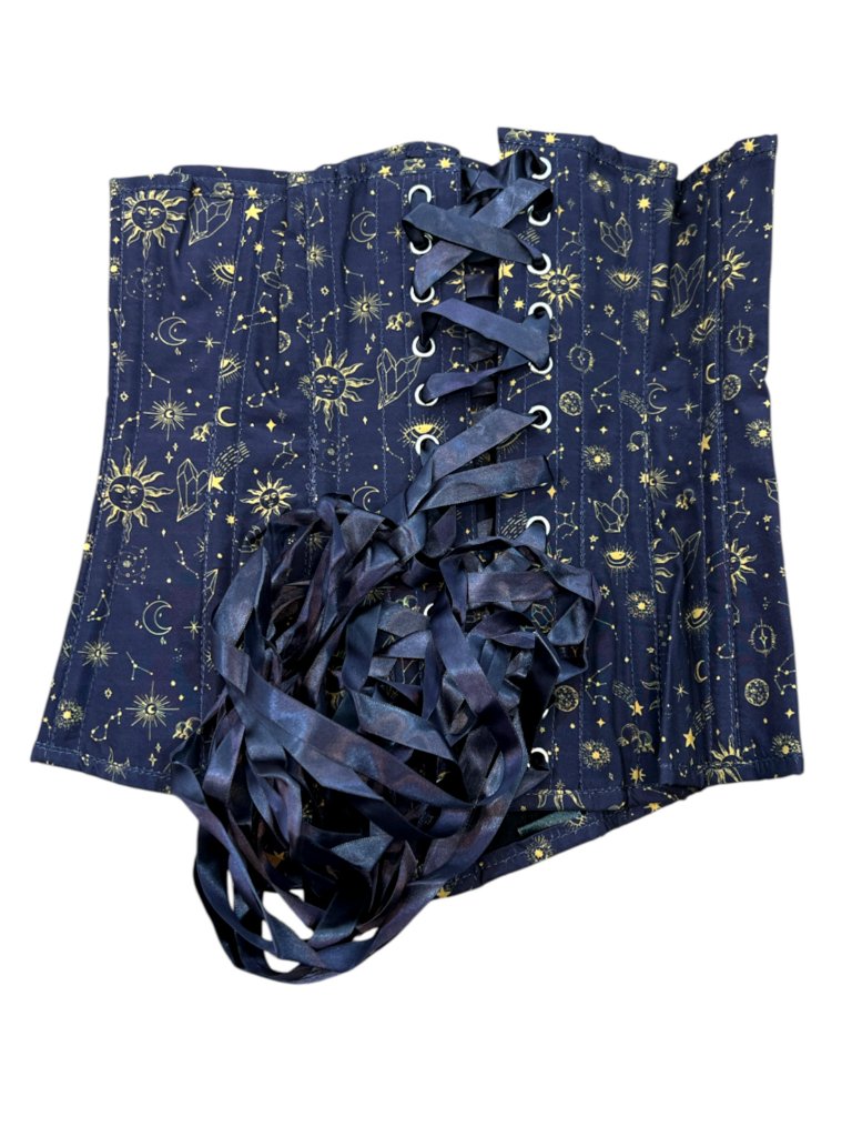 Corset Story Mystic Galaxy Indigo And Gold Longline Underbust Corset Uk 8 $187 — image 2 of 3